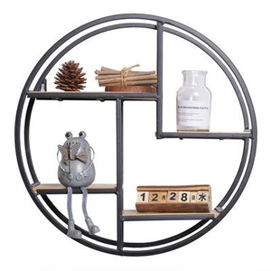 Circular Iron & Wood Shelf