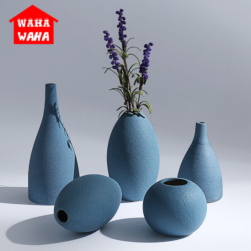 Blue Frosted Vases
